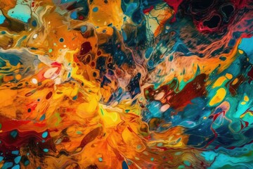 Naklejka premium colorful abstract painting with dynamic brush strokes. Generative AI