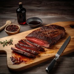 Ein saftiges Medium-Steak vom Grill - Perfekt gegrillt auf den Punkt, mit zartem Fleisch und einem intensiven Geschmack, der deine Geschmacksknospen zum Tanzen bringt!