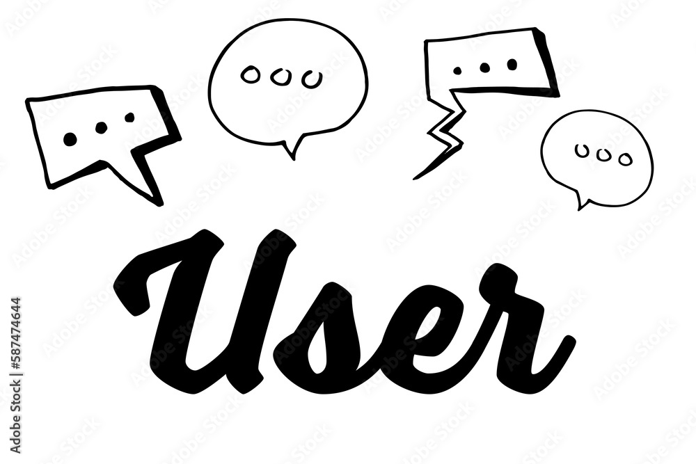Poster user text surrounded by various icons