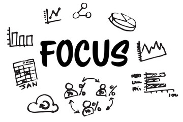 Focus text amidst several vector icons