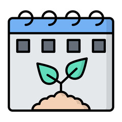 Eco Calendar Line Color Icon