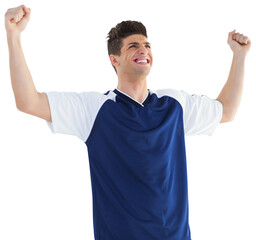 Sportsman cheering with clenched fists