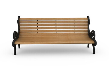 Empty wooden park bench
