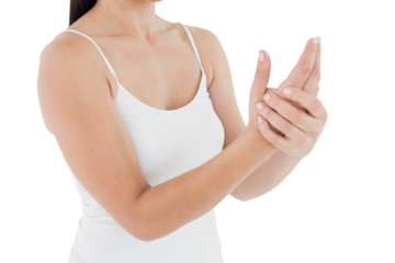 Woman suffering from hand pain 