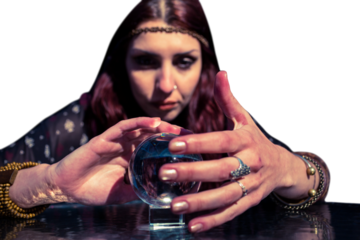 Woman using crystal ball 