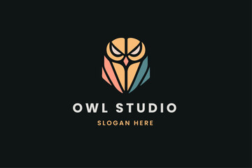 owl logo, smart animal, business brand