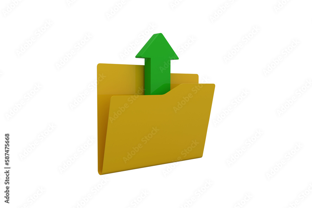 Poster digital image of folder with uploading arrow symbol