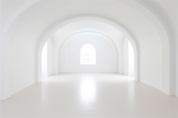Minimalist White Room with Bright Windows - Sterile and Spacious Interior. Generative AI.