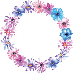 水彩画。水彩で描いた青い植物のベクター装飾フレームイラスト。Watercolor. Vector decorative frame illustration of a blue plant painted in watercolor.