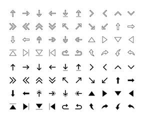 Arrow icons set collection. Vector illustration