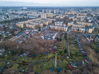 View at Pabianice city from a drone	
