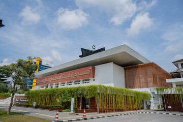 Great mosque on the Semarang Central Java, when day time blue sky and cloudy. The photo is suitable to use for Ramadhan poster and Muslim content media.