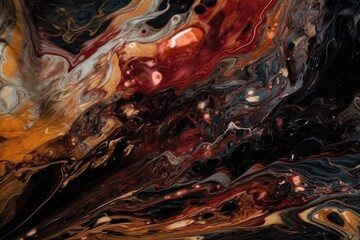 detailed black and red abstract painting. Generative AI