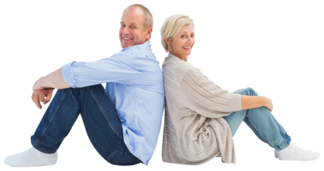 Happy mature couple smiling at camera