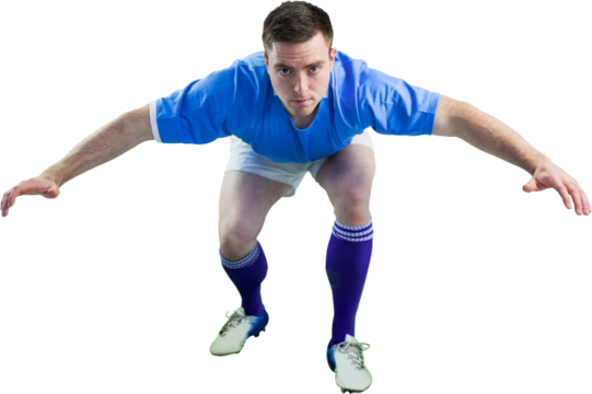 Rugby player with hands on hips