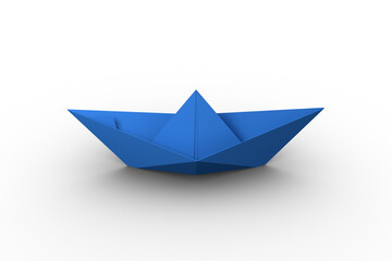 Computer graphic of blue paper boat