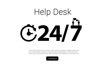 Help desk text with icons and numbers