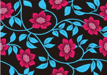 Tuinposter Background Colorful floral repeat design for textiles and digital prints © Niyaska