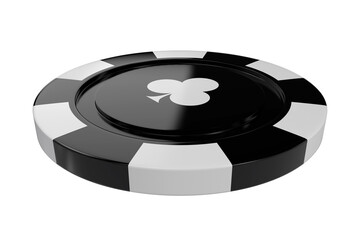 Fototapeta premium 3D image of black casino token with clubs symbol