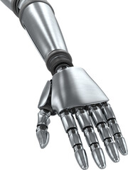 Silver metallic robotic hand