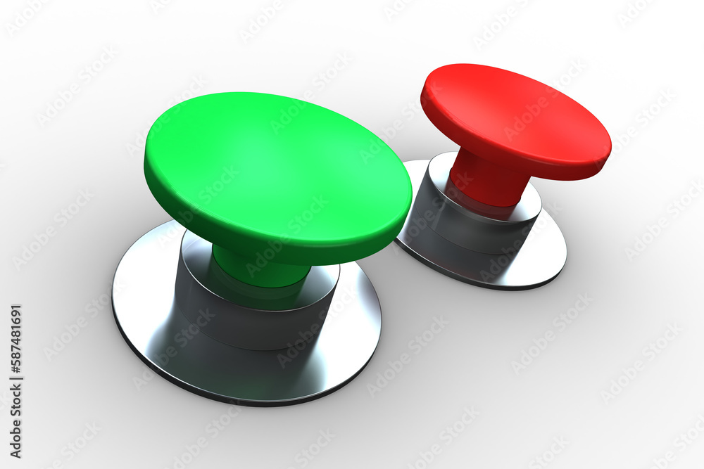 Poster red and green push buttons