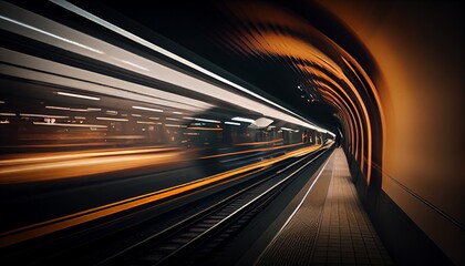 Obraz na płótnie Canvas Speed motion in urban highway road tunnel