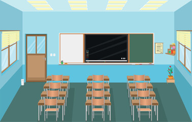 a classroom without a student but ready for education