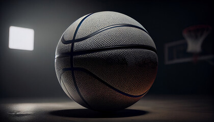 Obraz premium Basketball ball over floor in the gym in motion.