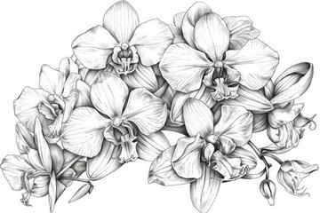 realistic pencil drawing of a colorful bouquet of flowers. Generative AI