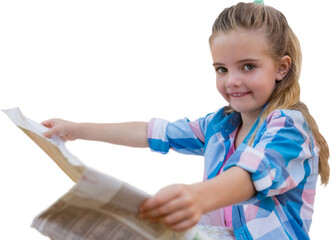Portrait of girl holding map