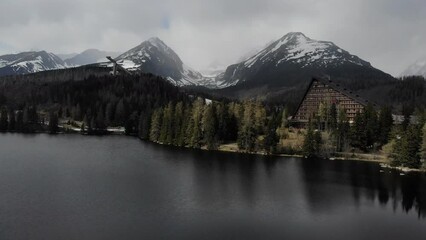 Drone view of snow-capped mountains. High quality 4k footage
