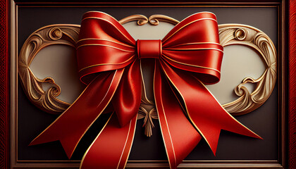Ornate gold gift tied with shiny ribbon generated by AI