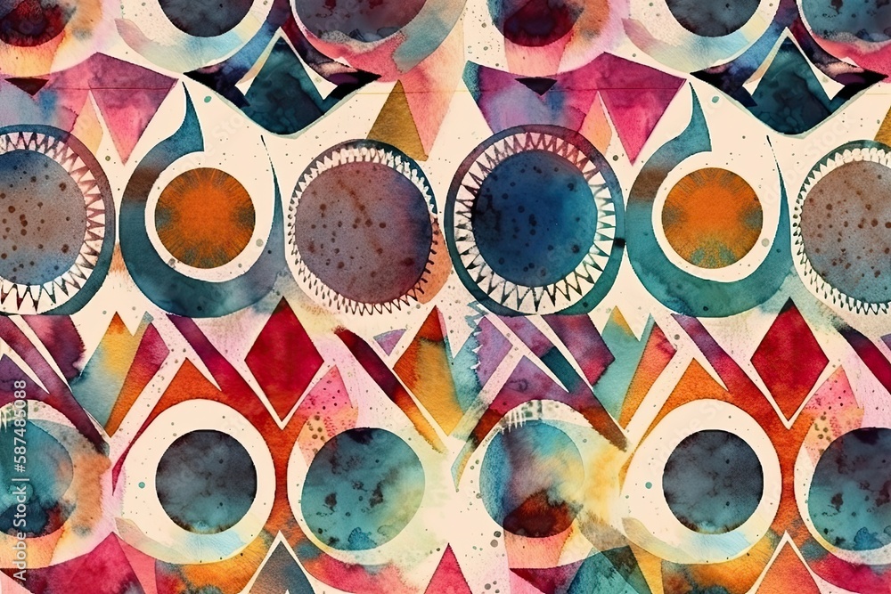 Poster abstract watercolor painting with various shapes and sizes. generative ai
