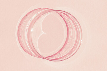 Petri dish. On a pink background.