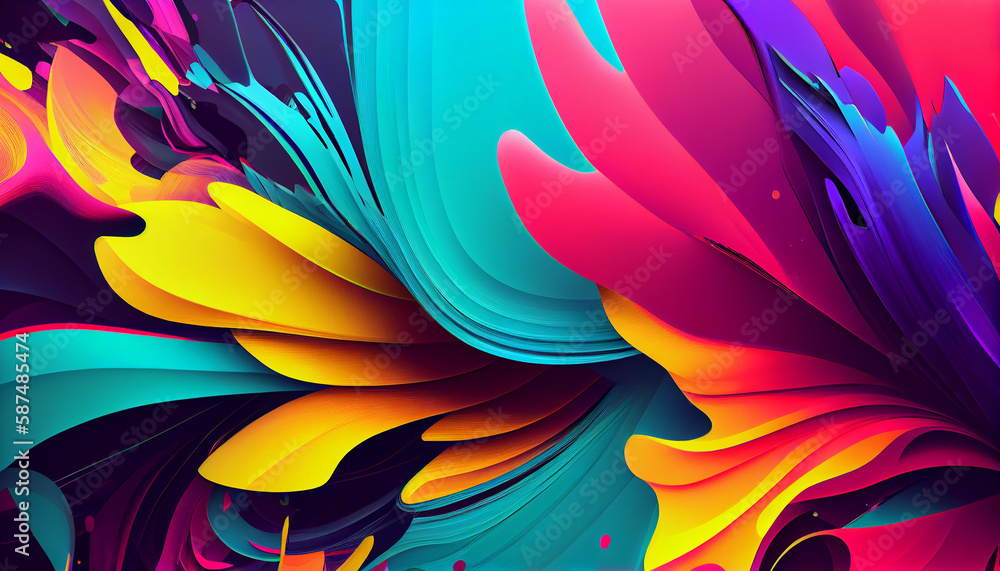 Poster smooth flowing curves in vibrant geometric shapes generated by ai