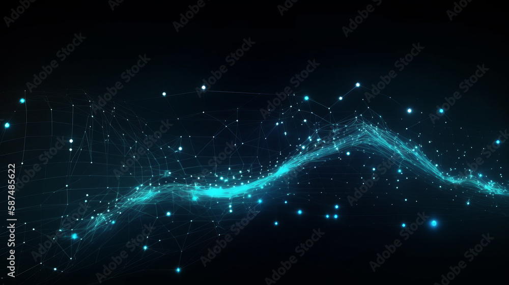 Poster abstract technology background with connecting the dots and lines. global network connection, intern