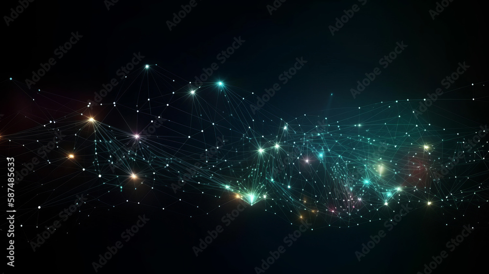 Poster abstract technology background with connecting the dots and lines. global network connection, intern