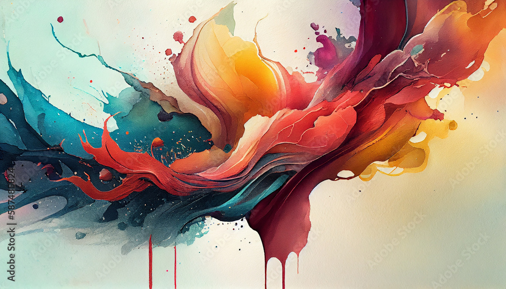 Poster messy paint splashes create colorful abstract design generated by ai