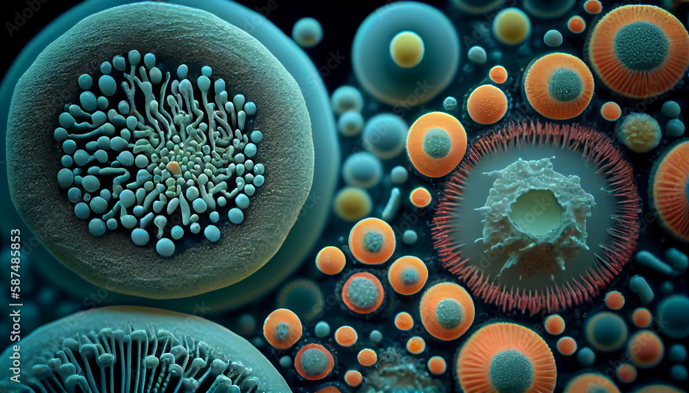 Poster abstract shapes flowing through high scale magnification generated by ai