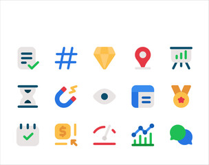 marketing and seo - Search Engine Optimizationicons set flat style collection. Vector illustration