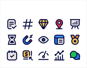 marketing and seo - Search Engine Optimizationicons set flat style collection. Vector illustration
