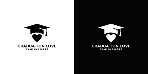 Graduation Cap and Love Logo design template