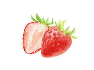 水彩絵の具で描いたシンプルなイチゴイラスト