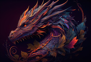 dragon with intricate details. Generative AI.