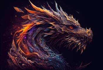dragon with intricate details. Generative AI.
