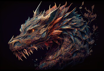 dragon with intricate details. Generative AI.