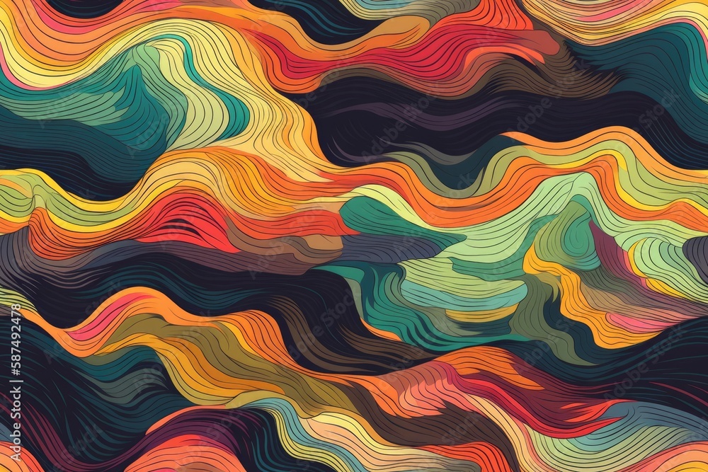 Poster colorful abstract background with smooth wavy lines. generative ai