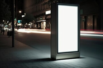 bus stop in the city. billboard on the street. Generative AI.