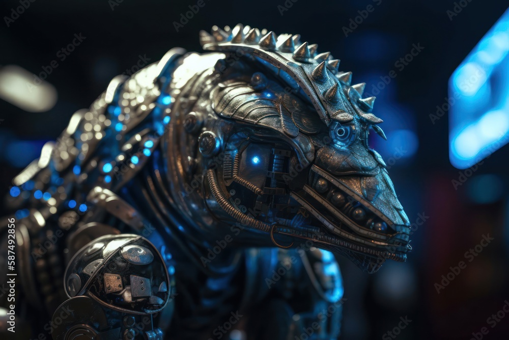Poster blue armadillo mechanical robotic creature background generative ai