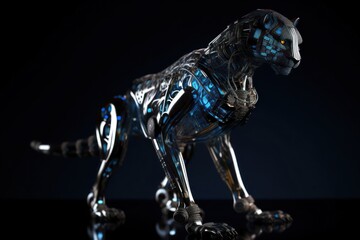 Blue Cheetah Cyber Robot Portrait Generative AI